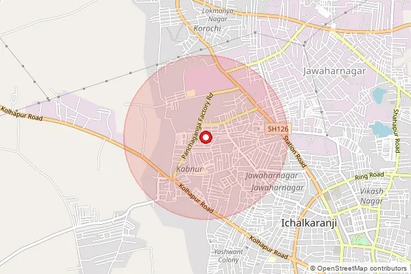Map showing approximate area covered by Pincode 416138 — Kabnur So, Kolhapur