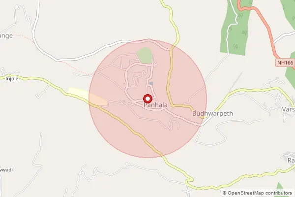 Map showing approximate area covered by Pincode 416201 — Panhala S.O, Kolhapur