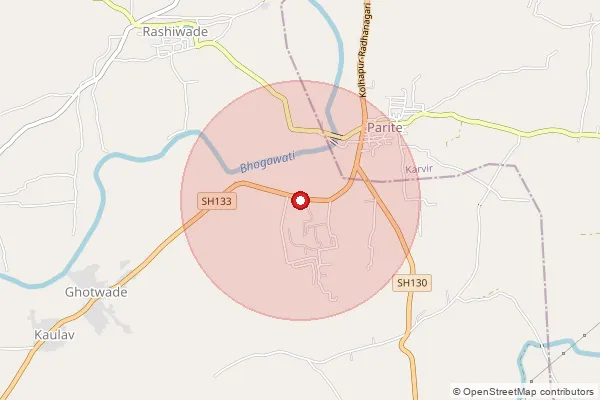 Map showing approximate area covered by Pincode 416211 — Parite S.O, Kolhapur