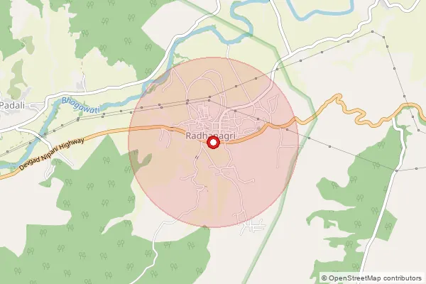 Map showing approximate area covered by Pincode 416212 — Radhanagari S.O, Kolhapur