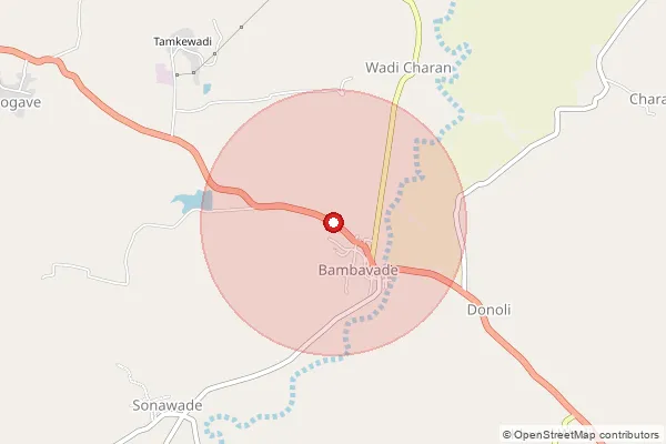 Map showing approximate area covered by Pincode 416213 — Bambavada S.O, Kolhapur