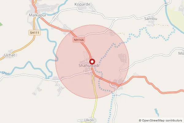 Map showing approximate area covered by Pincode 416215 — Shahuwadi S.O, Kolhapur
