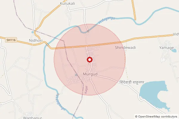 Map showing approximate area covered by Pincode 416219 — Murgud S.O, Kolhapur