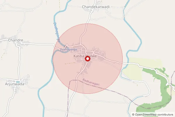 Map showing approximate area covered by Pincode 416221 — Walwa Bk S.O, Kolhapur