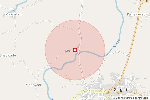 Map showing approximate area covered by Pincode 416223 — Mhasve S.O, Kolhapur