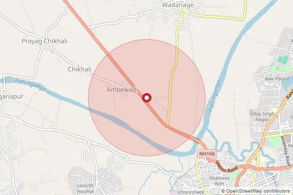 Map showing approximate area covered by Pincode 416229 — Ambewadi S.O (Kolhapur), Kolhapur