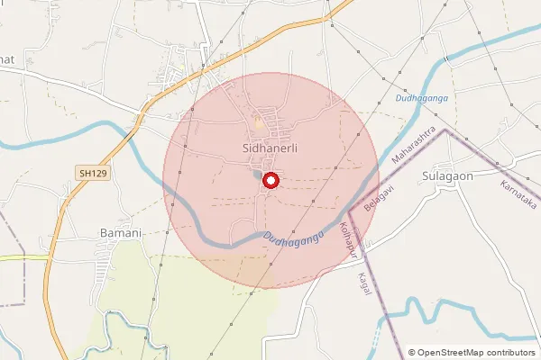 Map showing approximate area covered by Pincode 416232 — Sidhnerli S.O, Kolhapur