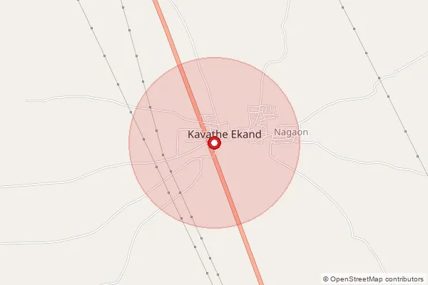 Map showing approximate area covered by Pincode 416307 — Kavathe Ekand S.O, Sangli