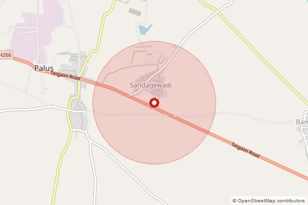 Map showing approximate area covered by Pincode 416310 — Bambavade B.O, Sangli