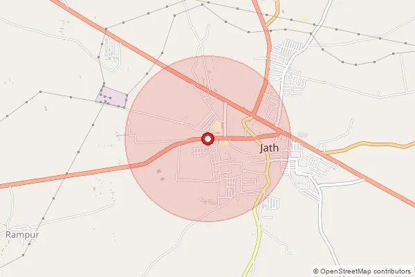 Map showing approximate area covered by Pincode 416404 — Bevnur B.O, Sangli