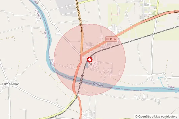 Map showing approximate area covered by Pincode 416415 — Mouje Digraj B.O, Sangli