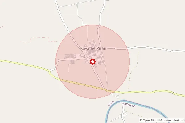Map showing approximate area covered by Pincode 416417 — Kavathe Piran S.O, Sangli