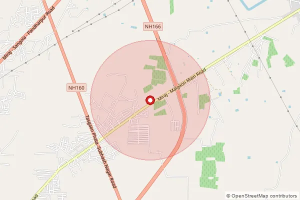 Map showing approximate area covered by Pincode 416437 — Subhashnagar S.O, Sangli