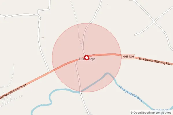 Map showing approximate area covered by Pincode 416501 — Dundage S.O, Kolhapur