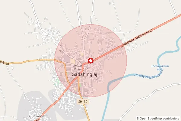 Map showing approximate area covered by Pincode 416502 — Gadhinglaj S.O, Kolhapur