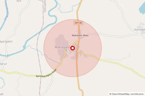 Map showing approximate area covered by Pincode 416503 — Mahagaon (Kolhapur) S.O, Kolhapur