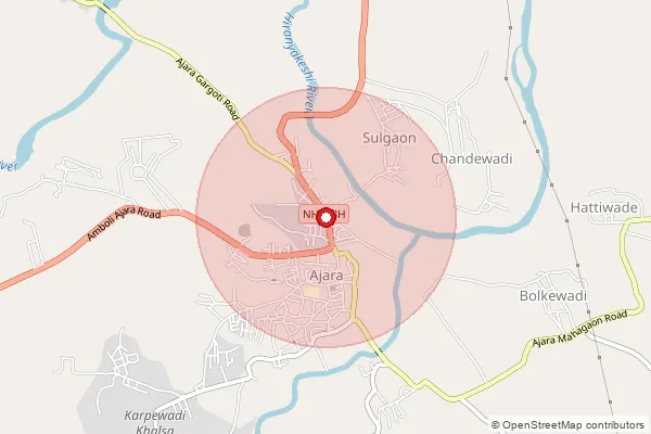 Map showing approximate area covered by Pincode 416505 — Ajara S.O, Kolhapur