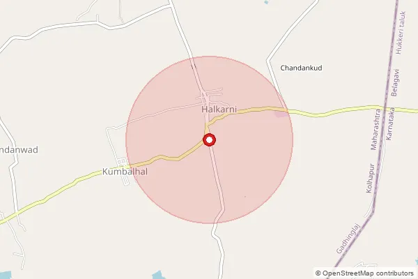 Map showing approximate area covered by Pincode 416506 — Halkarni S.O, Kolhapur