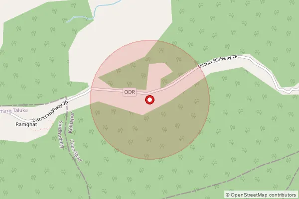 Map showing approximate area covered by Pincode 416509 — Waghotre, Kolhapur