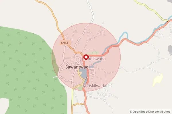 Map showing approximate area covered by Pincode 416510 — Sawantwadi H.O, Sindhudurg