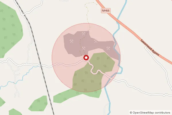 Map showing approximate area covered by Pincode 416514 — Kas B.O, Sindhudurg