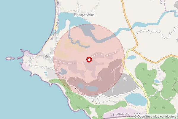 Map showing approximate area covered by Pincode 416517 — Redi S.O, Sindhudurg