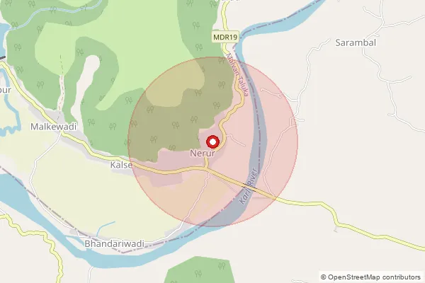 Map showing approximate area covered by Pincode 416525 — Nerur B.O, Sindhudurg