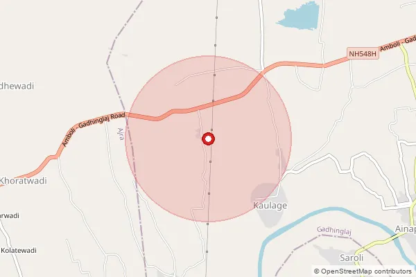 Map showing approximate area covered by Pincode 416526 — Koulage S.O, Kolhapur