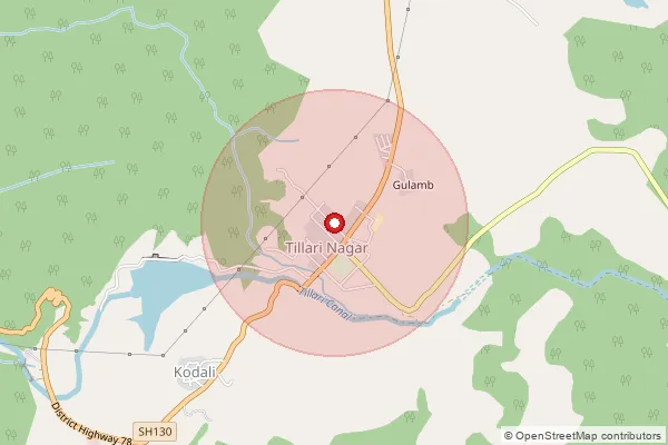 Map showing approximate area covered by Pincode 416527 — Tillarinagar S.O, Kolhapur
