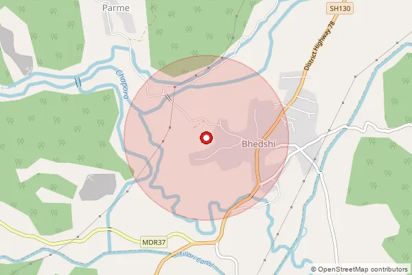 Map showing approximate area covered by Pincode 416549 — Konal Katta Colony Bo, Na