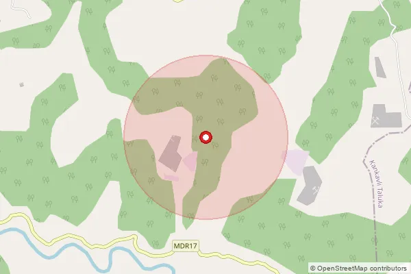 Map showing approximate area covered by Pincode 416603 — Hiwale B.O, Sindhudurg