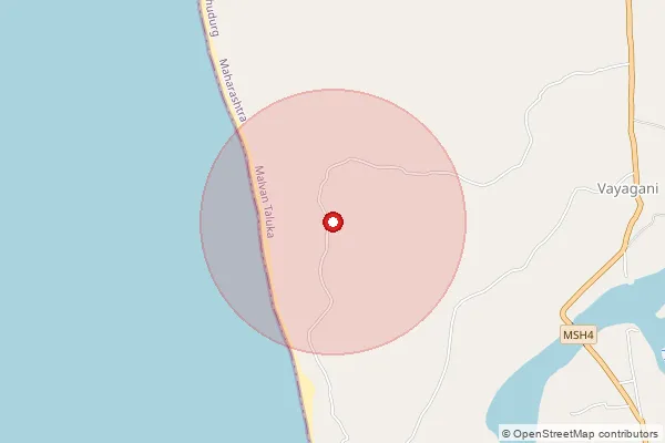 Map showing approximate area covered by Pincode 416626 — Tondavali B.O, Sindhudurg