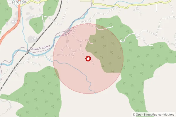 Map showing approximate area covered by Pincode 416628 — Pokharan B.O, Sindhudurg