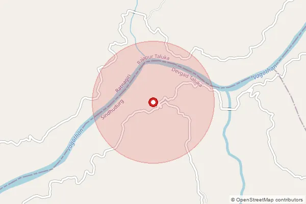 Map showing approximate area covered by Pincode 416703 — Kurangavane B.O, Sindhudurg