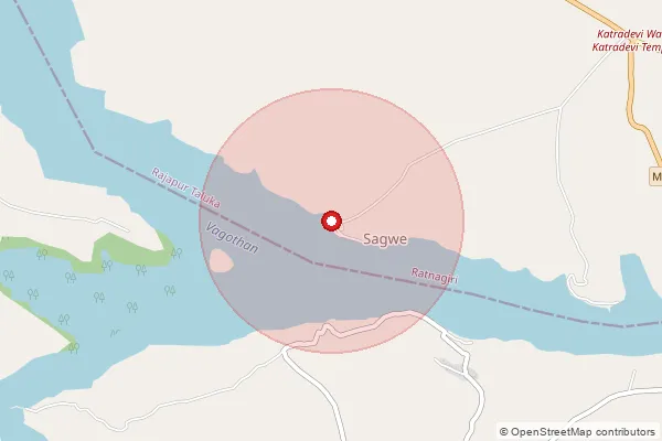 Map showing approximate area covered by Pincode 416709 — Katali Sagave B.O, Ratnagiri