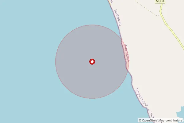 Map showing approximate area covered by Pincode 416806 — Vijaydurg S.O, Sindhudurg