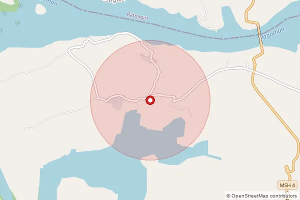 Map showing approximate area covered by Pincode 416807 — Tirlot S.O, Sindhudurg