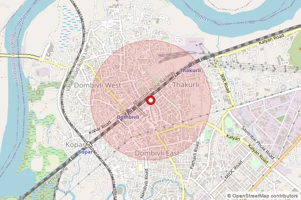 Map showing approximate area covered by Pincode 421201 — Ramnagar S.O (Thane), Thane