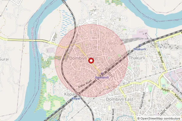 Map showing approximate area covered by Pincode 421202 — Vishnunagar S.O, Thane