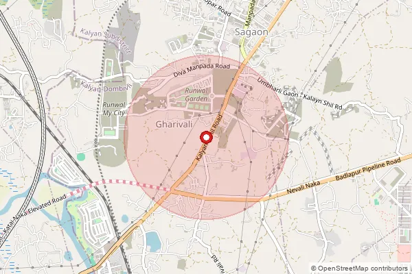 Map showing approximate area covered by Pincode 421204 — Khoni B.O, Thane