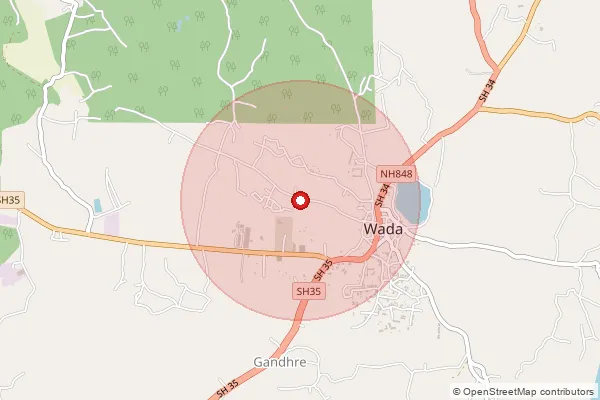 Map showing approximate area covered by Pincode 421303 — Dahe B.O, Palghar