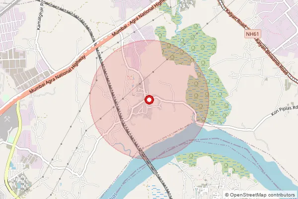 Map showing approximate area covered by Pincode 421311 — Pimplas B.O, Thane