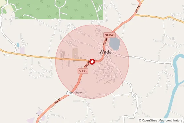 Map showing approximate area covered by Pincode 421312 — Kondhale B.O, Palghar