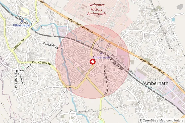 Map showing approximate area covered by Pincode 421501 — Ambernath S.O, Thane