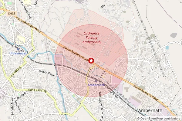 Map showing approximate area covered by Pincode 421502 — O.E.Ambernath S.O, Thane