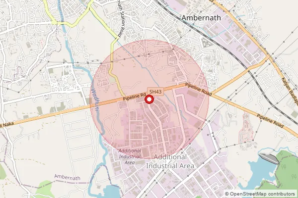 Map showing approximate area covered by Pincode 421506 — Additional Ambernath S.O, Thane