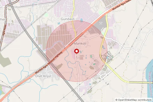 Map showing approximate area covered by Pincode 421601 — Alyani B.O, Thane