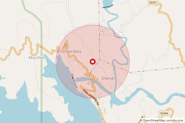 Map showing approximate area covered by Pincode 421603 — Birwadi B.O, Thane