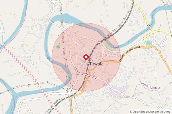 Map showing approximate area covered by Pincode 421605 — Khadavali B.O, Thane