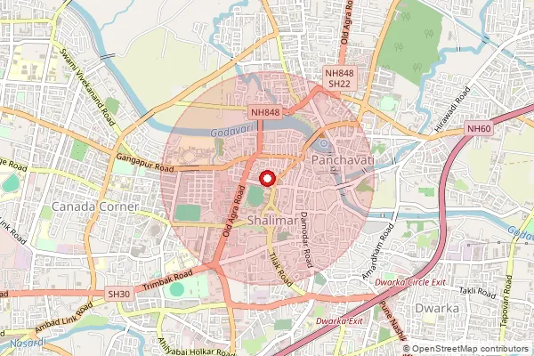 Map showing approximate area covered by Pincode 422006 — Gandhi Nagar (Nashik) S.O, Nashik